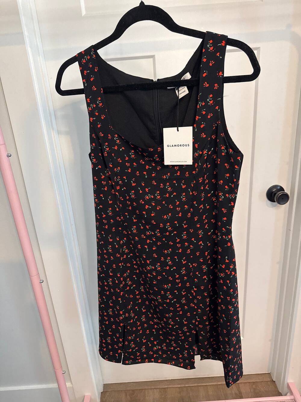Black dress with red flowers NWT